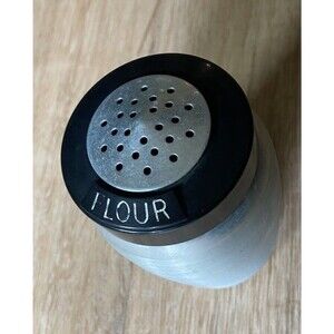 Vintage Kromex Spun Aluminum Flour Shaker MCM Retro Black Lid
